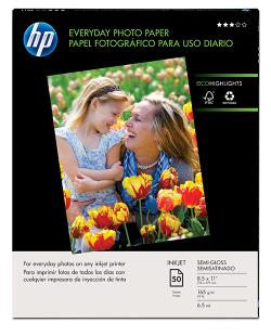 Q8723A - HP Everyday Photo Paper (Semi-Glossy) - A size (8.5 x 11-inches) - 50 sheets